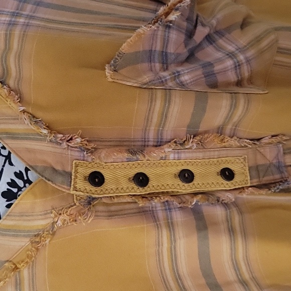 Free People Intimately Mustard Yellow Plaid Raw Hem Tunic - Picture 6 of 8